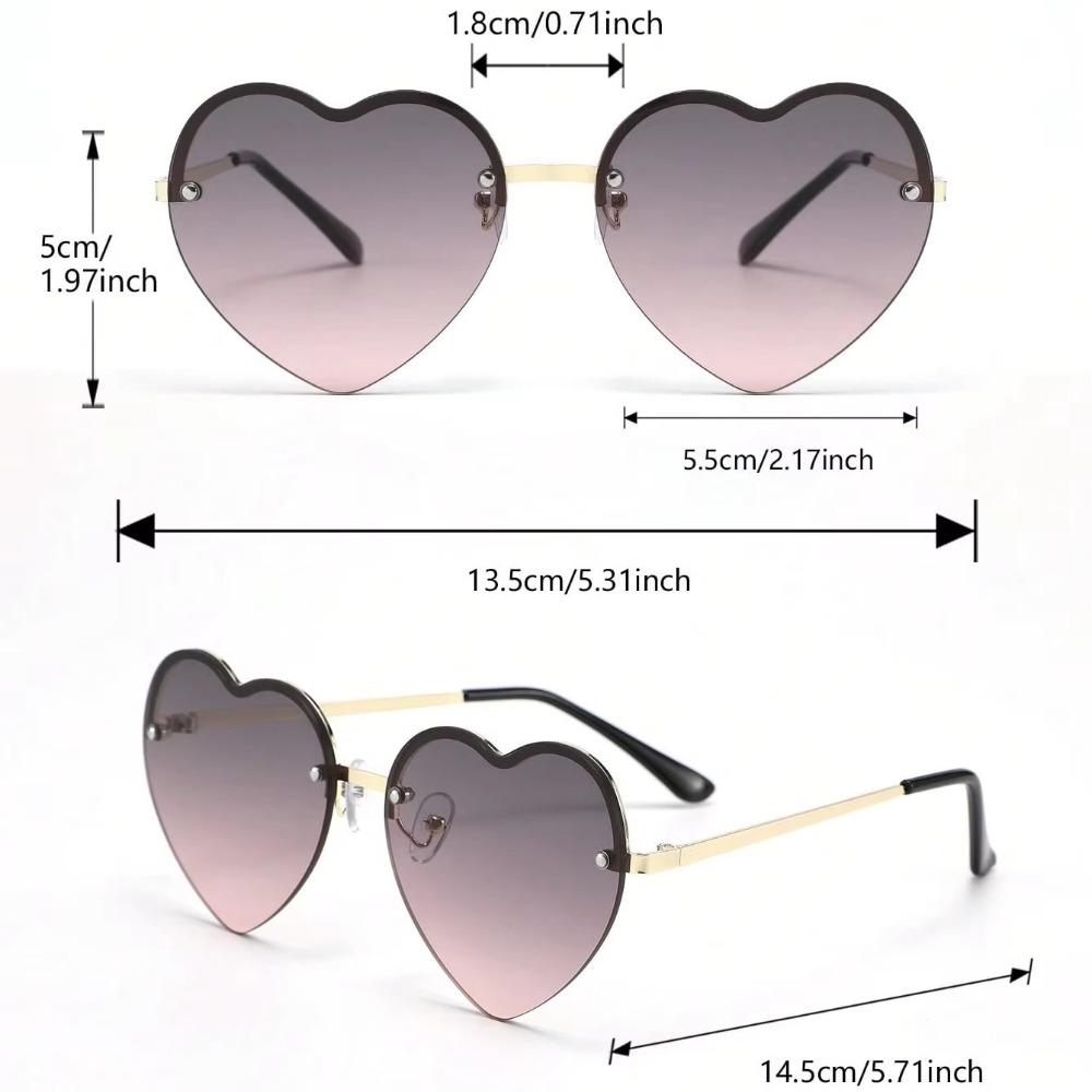 Casual Heart Sunglasses Vintage Candy Color Half Frame Sunglasses UV Protection Y2K Gradient Sun Glasses