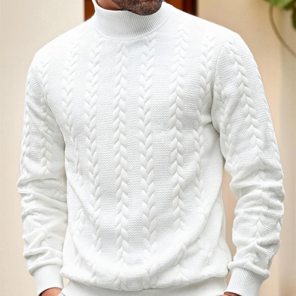 Men'S Sweater Turtleneck Warm Knitted Pullover Cable Knit Sweater Men'S Top Autumn and Winter Commuting Fashion Top Casual Dating Daily