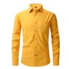 Men's High-End Long-Sleeve Stretch Dress Shirt - European & American Sizes, Solid Color Business Casual Top