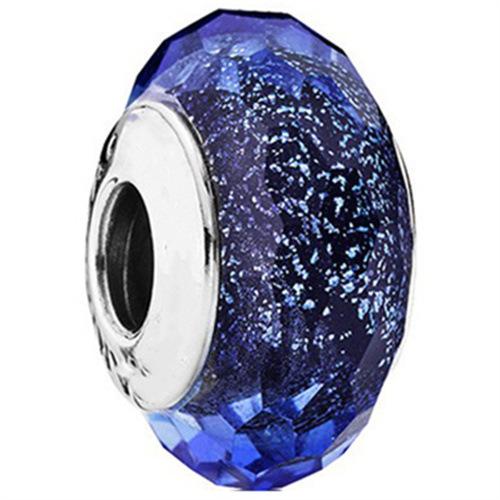 Bracelet Blue Transparent Shining Round String Mother'S Day Beaded Pendant Silver Plated Bracelet Bracelet Loose Beads