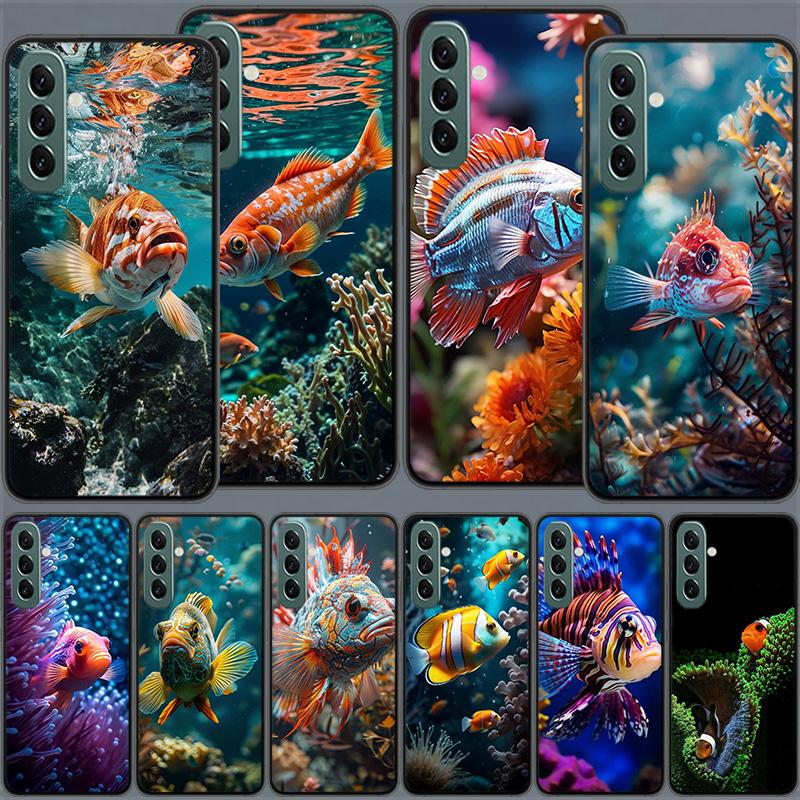 Roter Fisch schwimmt in den Tiefen des Meeres Handyhülle für Samsung A54 A14 A24 A34 A17 A37 A57 A55 A35 A25 A15 A07 A05S A04S A12 A22