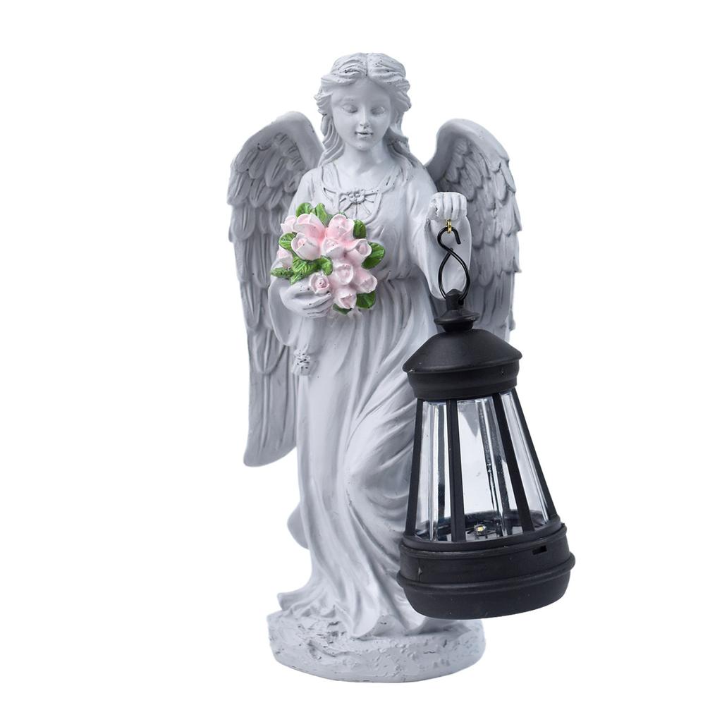 Cemetery Guardian Light, Solar Angel Garden Statue, LED Light, Resin Lantern, Cemetery Gardening Outdoor Statue