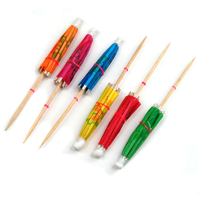 40Pcs Paper Cocktail Parasols Umbrellas Party Wedding Supplies Luau Drink Stick