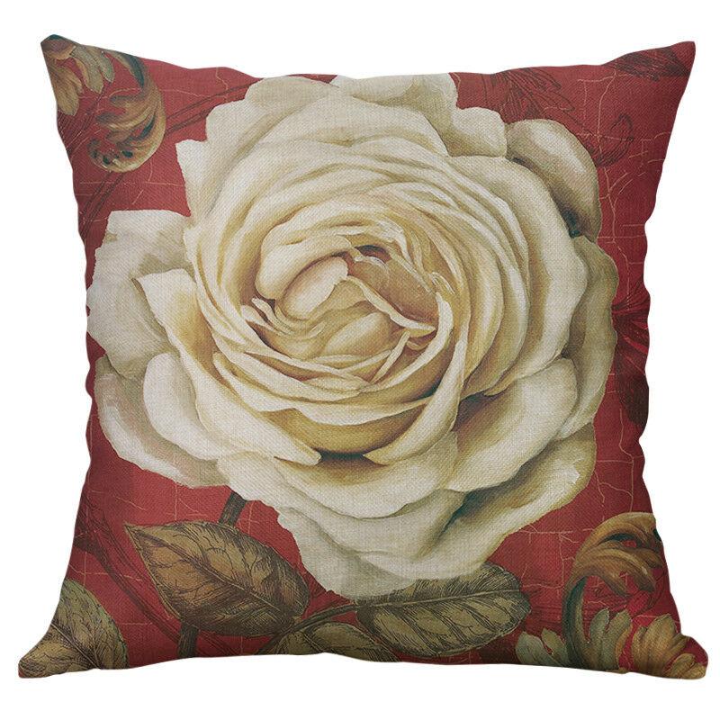 Premium Retro Flower Linen Pillow Case For Stylish Sofa Home Decor 18 Inches