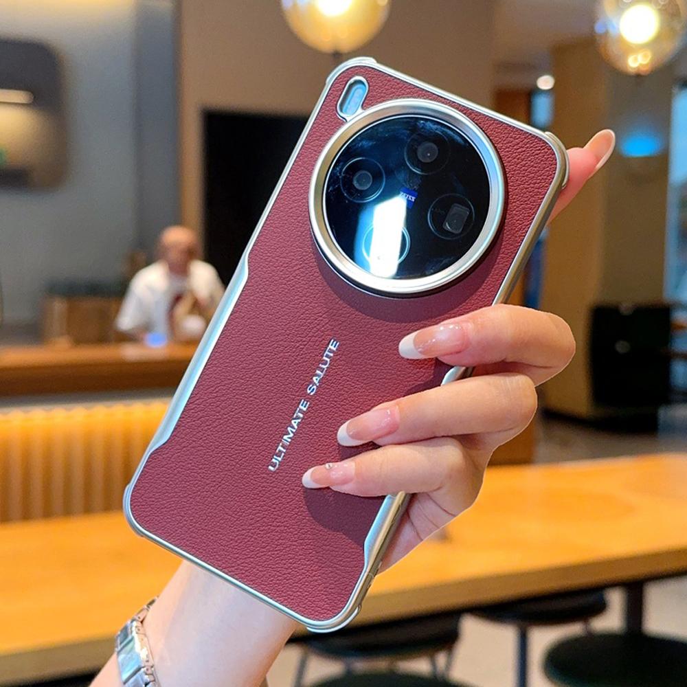 For Magsafe Magnetic Case For Vivo X200 Ultra X200s X300 Pro Mini Plating PU Leather Shockproof Bumper Protection Cover