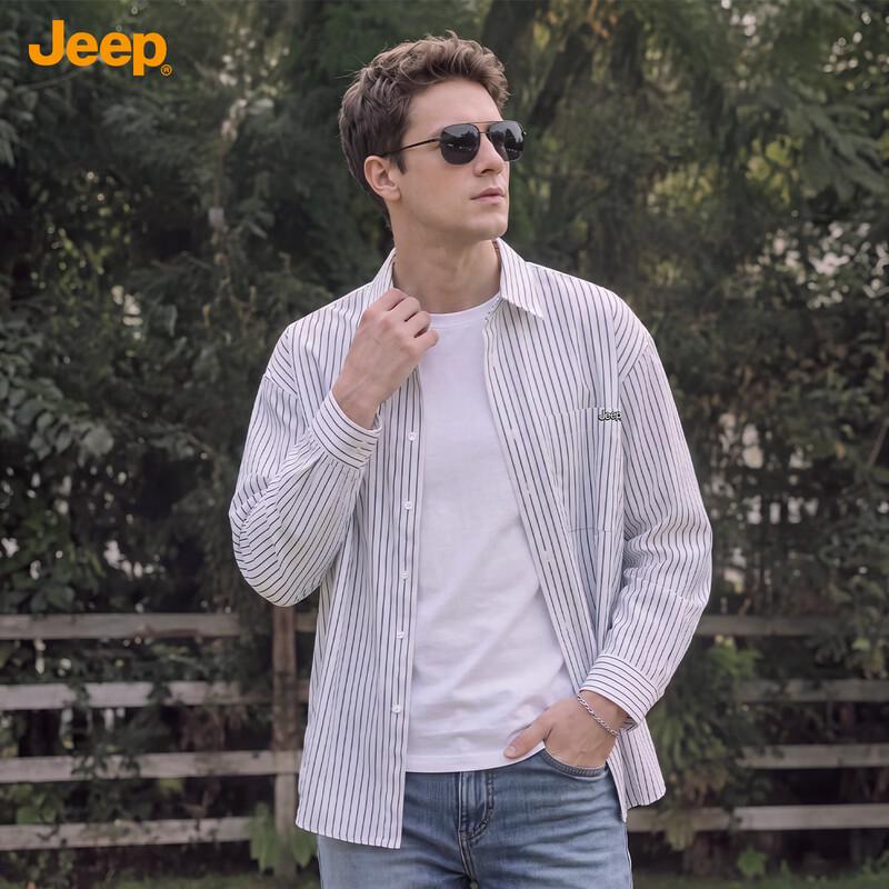 JEEP Men's Casual Striped Long-Sleeve Shirt