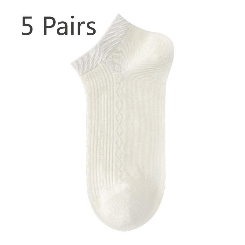 5 Pairs of Women's Summer Super Thin Breathable Mesh Boneless Antibacterial and Deodorant Socks