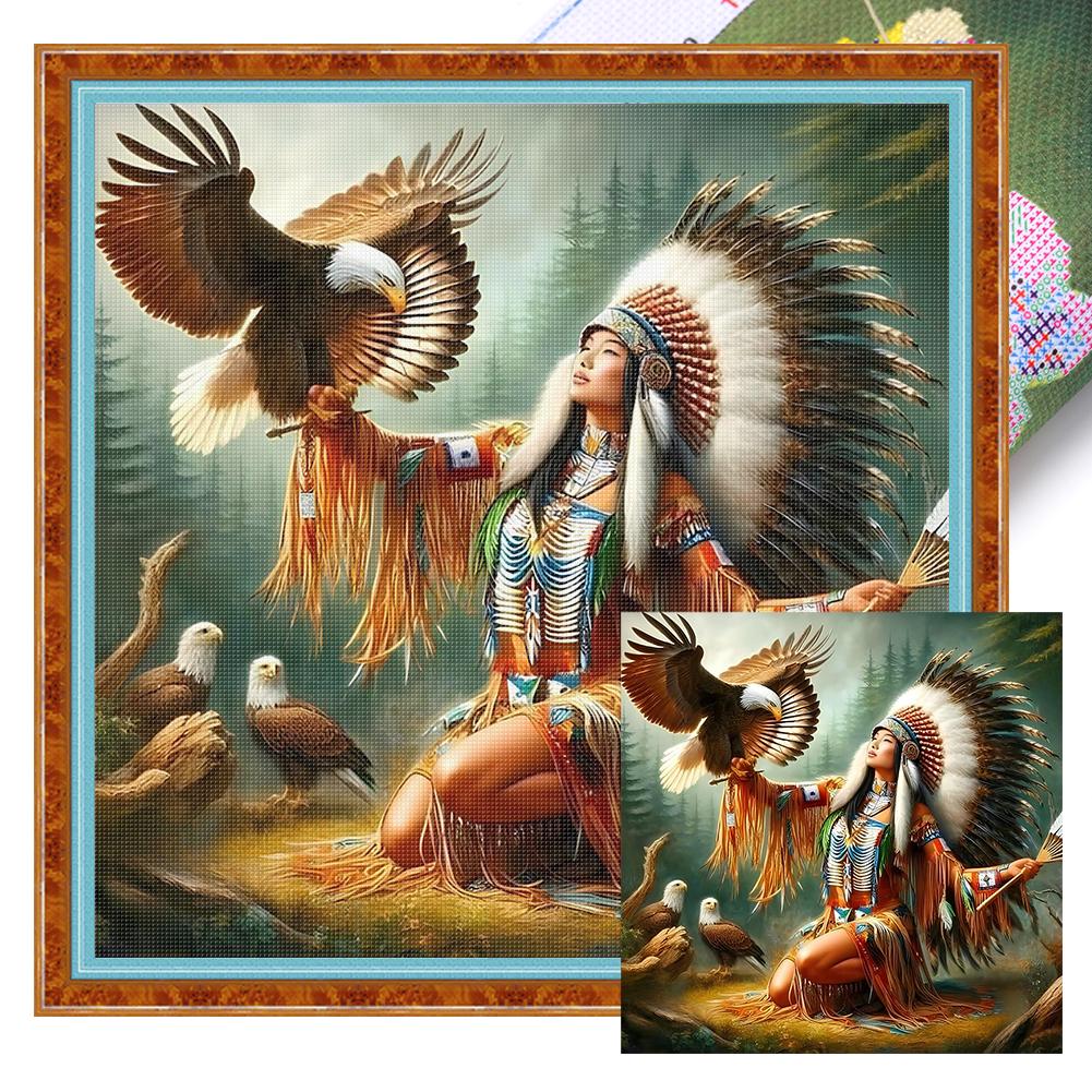 

Полный комплект для вышивки крестиком «Девушка» из эко-хлопка 11CT с принтом Арт-декор