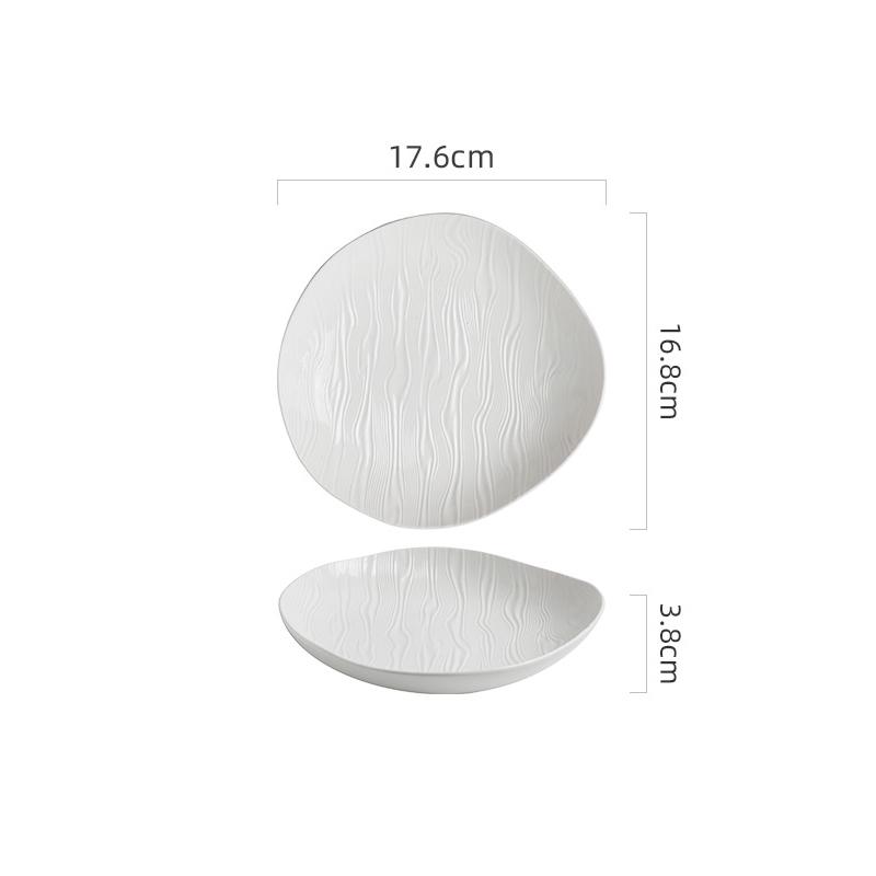 

Необычная керамическая глубокая тарелка с водной рябью Чисто-белая салатная тарелка Толстая суповая тарелка Десертное блюдо Тарелки для пасты Креативная столовая посуда