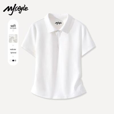 MJ STYLE Damen Polo-Kragen Kurzarm T-Shirt