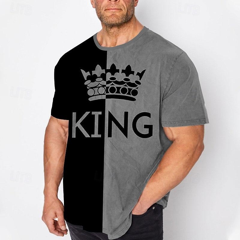 Men's Plus Size T shirt Tee Big and Tall Graphic Crew Neck Print Short Sleeve Spring & Summer Fashion Streetwear Basic Comfortable Casual Sports Tops