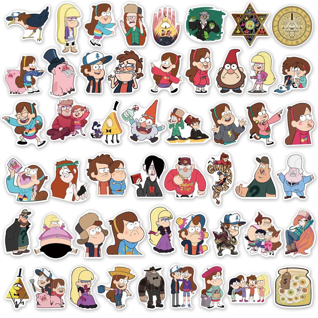 50pcs Cartoon Gravity Falls Graffiti Stickers Waterproof Decals Stickers For Notebook Water Cup Thermos  Ipad Stickers Toys Gift