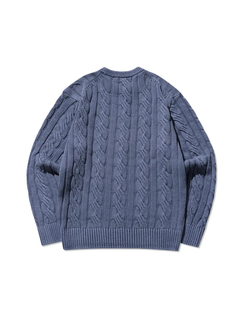 NAMERCLOTHING Pigment Aran Cable Sweater Dusty Blue