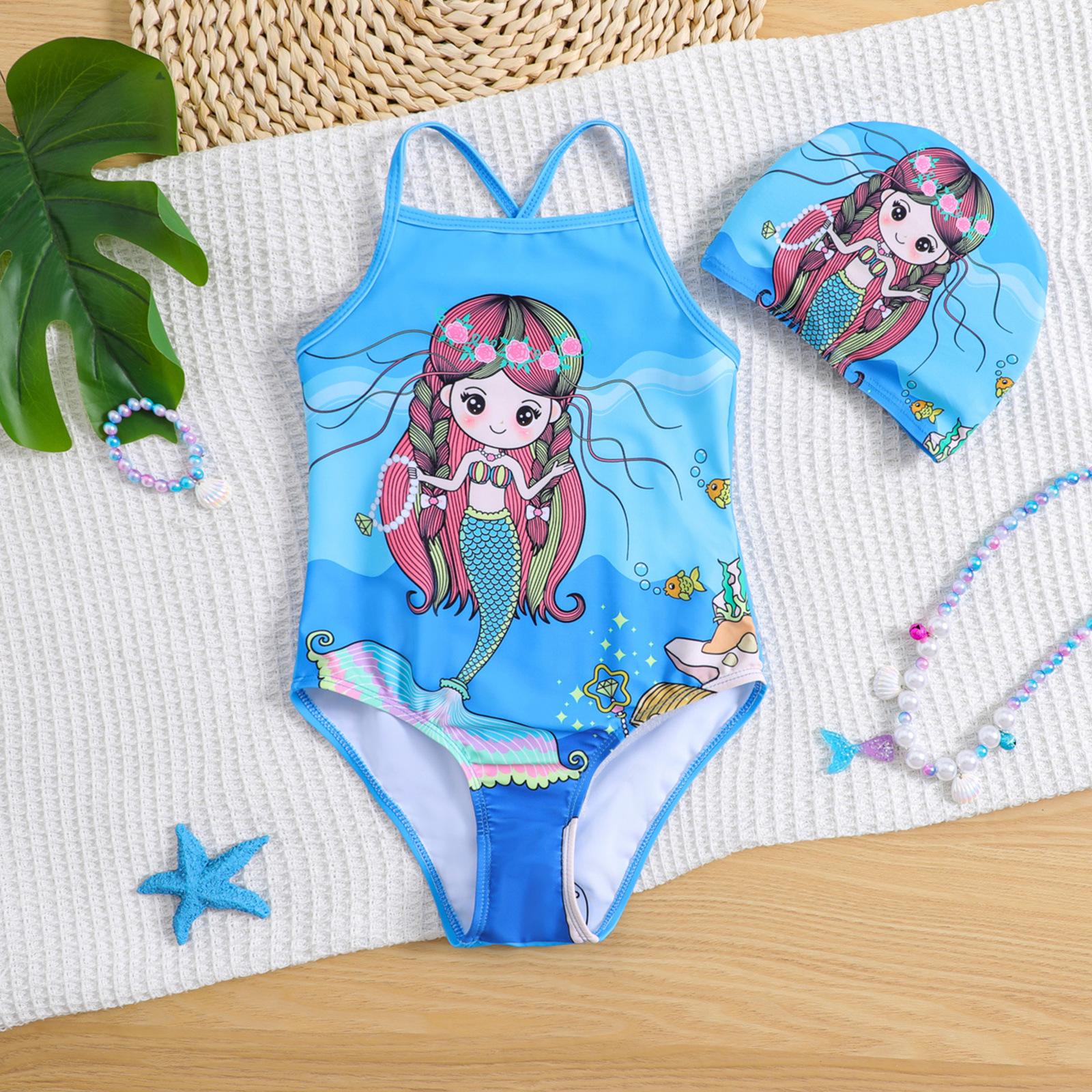 

Mermaid Print Halter Bikini for Baby Girls 90 небо синє кольору