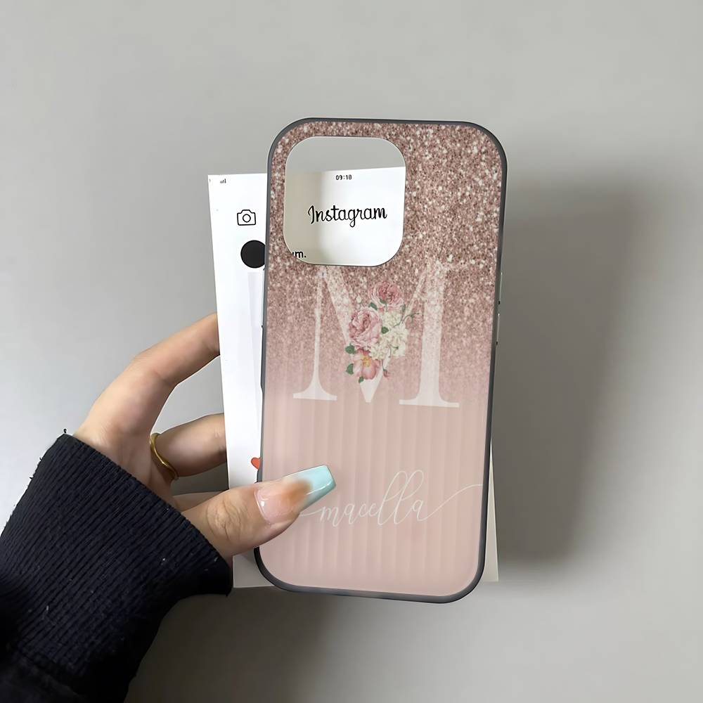 

Чехол для телефона с буквой Розовый Блестящий M R Прозрачный Для iPhone 17 16 15 14 Plus 11 12 13 Pro Max Ударопрочная Защита Мягкая Задняя Крышка iPhone 16 plus