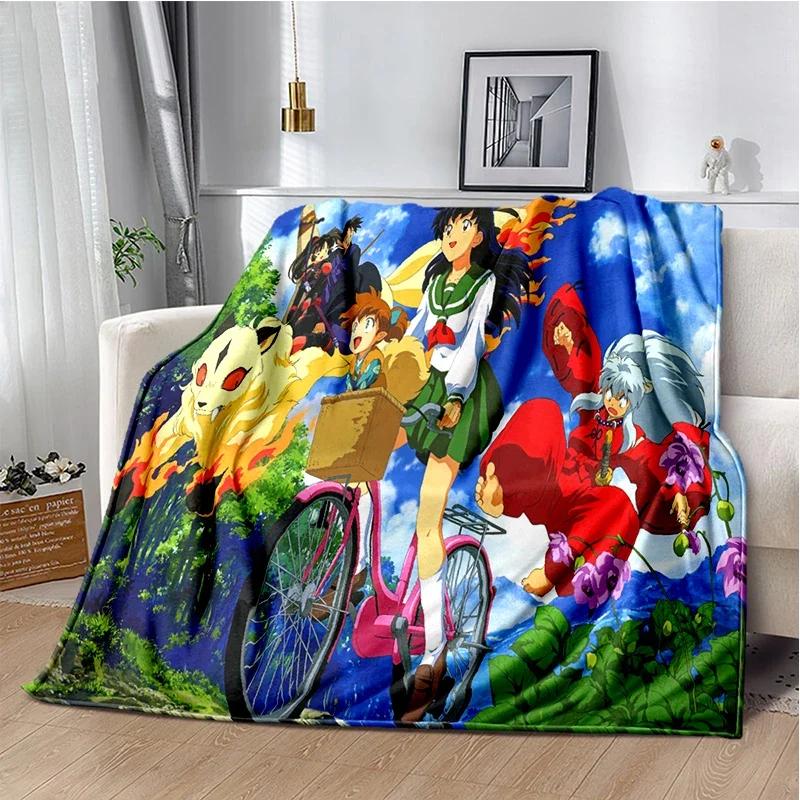 Cartoon Anime Inuyasha Throws Blanket for Sofa Bedding Couch Hiking Picnic Super Soft Cute kawaii Flannel Blanket birthday gift