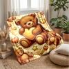 Teddy Bears Hugging under Rainbow Theme blanket Lightweight Warm Flannel Blanket Decorative Throw Blanket for Home Decoration