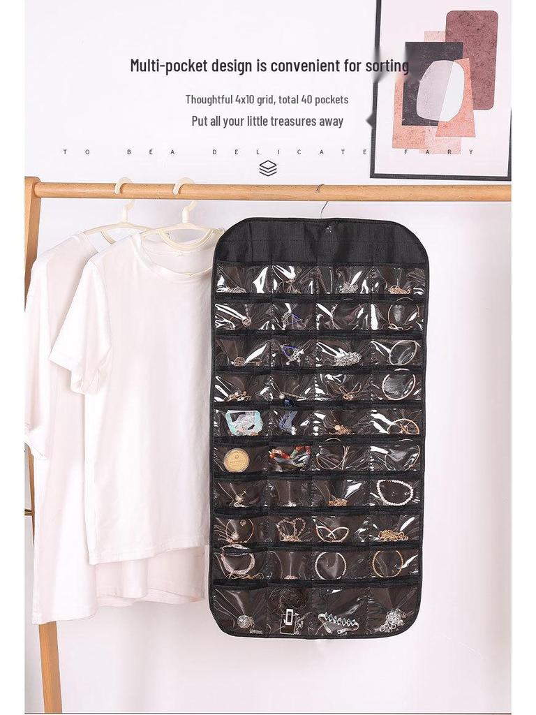 Double-Sided 80-Pocket Storage Bag for Jewelry, Accessories, Business Cards, ID Cards, and Dustproof Storage