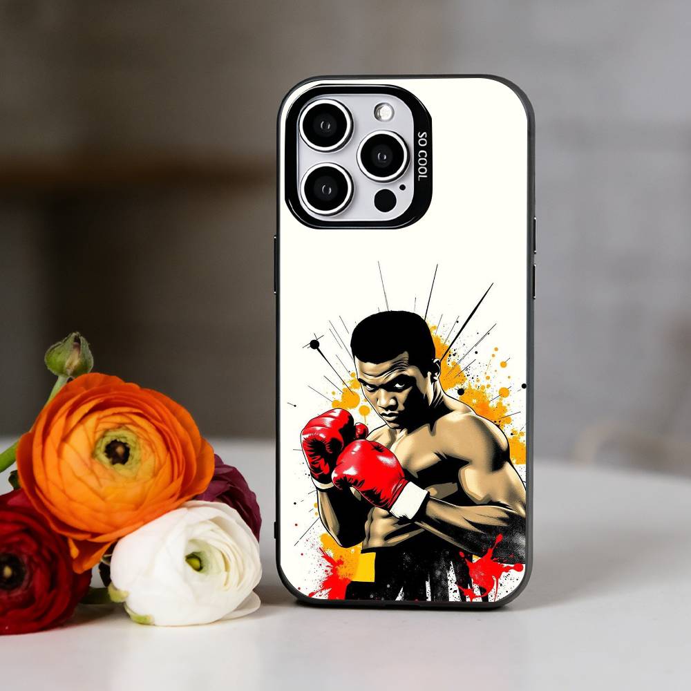 M-Muhammad Ali Phone Case For iPhone 17,16,15,14,13,12,11 Plus,Pro Max,XS,Colored Silver Plated Inside Cover