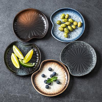 Creative Retro Japanese Style Tableware Household Ceramic Irregular Bone Plate Cake Snack Fruit Small Plate