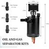 Oil Catch Can Kit, 2-Port Oil Separator Reservoir Tank with Breather Filter Drain Valve, Universal 150ml Billet Aluminum Baffled Catch Can with 5