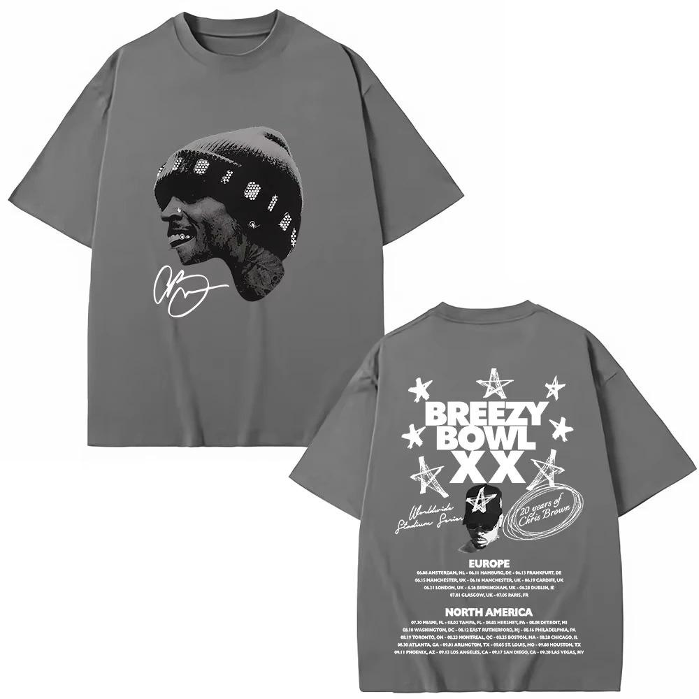 

Unisexs Women Summer Cotton Tshirts Tops Chris Brown Breezy Bowl XX 2026 Tour T Shirt Fashion Hip Hop Vintage Short Sleeve TShirt S