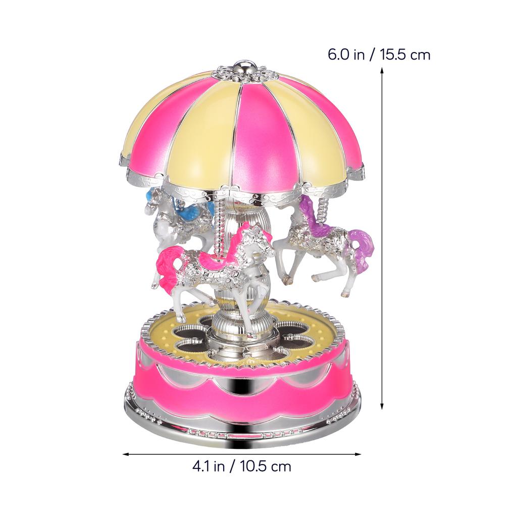 Illuminated Carousel Music Box 3 Rotating Horses Light Feature Romantic Atmosphere Decor for Home Bedroom Gift