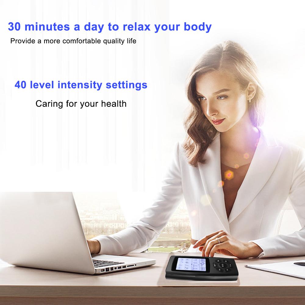 28 Modes TENS EMS Unit Muscle Stimulator for Pulse Pain Relief Rechargeable Portable Dual Channel 40 Intensity Body Massager