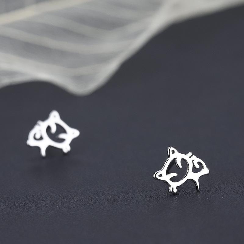 Modne kolczyki w kształcie lisa kota dla czystych studentek proste kolczyki