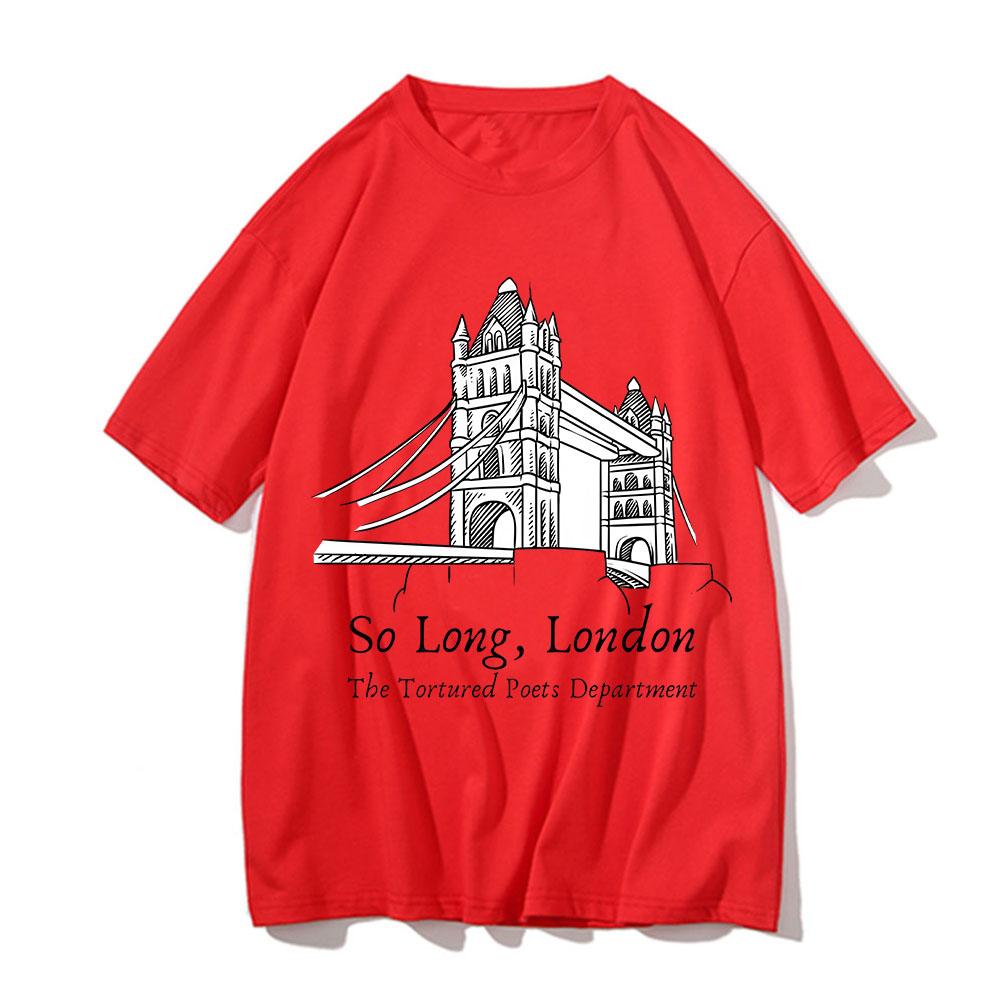 

Прощай, Лондон TTPD Принтована футболка з коротким рукавом Комфортні топи 100% бавовна Чоловіча літня хіп-хоп футболка Модний тренд Вуличний одяг XXL червоний