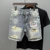 Man Denim Shorts Graphic Hip Hop Multi Color Short Jeans Pants for Men Korean Fashion Xl Vintage Thin Trend  Summer Jorts