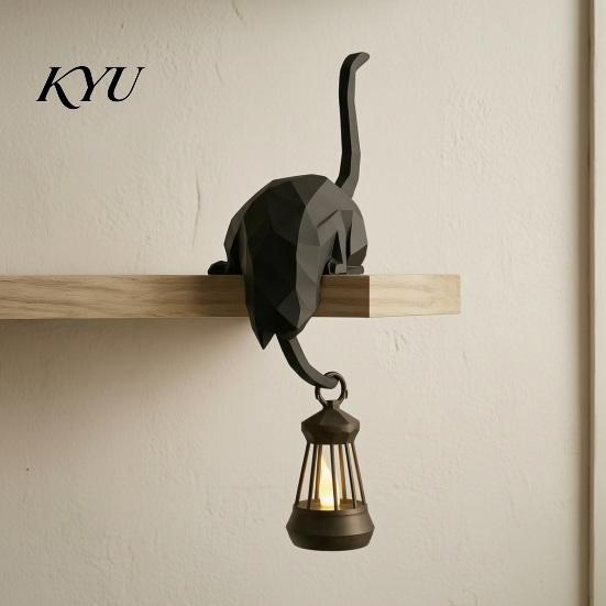 Cat Claw Wall Hook with Lantern, 3D Printed LED Light Decorative Stylish Ornament Hook, Creative Shelf for Bookshelf Desk And Entryway Minimalist