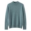 Men's 100% Pure Wool Half-High Collar Thick Pullover - Casual Loose Knit Base Layer Sweater for Autumn/Winter