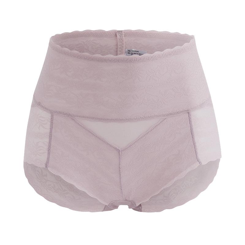 Flarixa Women Sexy Lace Panties High Waist Tummy Control Briefs Floral Perspective Uderwear Female Hollow Transparent Underpant