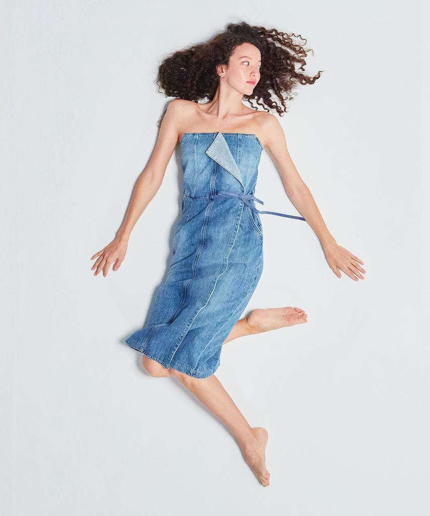 INSTANTFUNK Tube Top Denim Dress - Blue