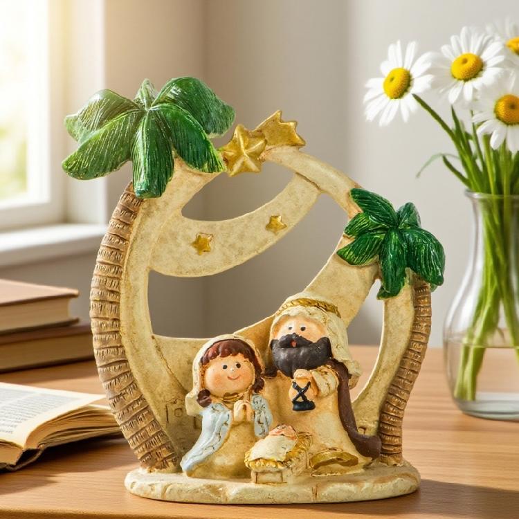 Stable Nativity Scene Statue Christmas Nativity Figurines Holy Family Collectables Decors,Table Ornament for Indoor