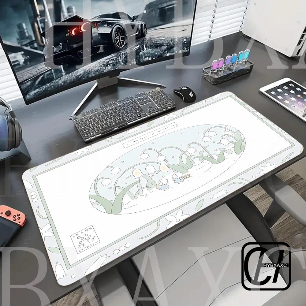 Kawaii Rabbit Mausepad Computer Keyboard Large Mouse Pad Desk Mat Office Accessories Cabinet Cushion Pc HYBXAXC Non-Slip HD Rug