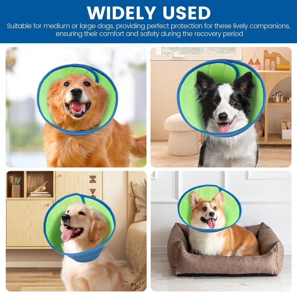 2Pcs Dog Cone Collar Polyester Breathable Neck Recovery Collar Adjustable Tightness Dog Protection Cone Comfortable for Pet