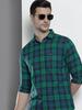 Men Slim Fit Checkered Full Sleeves Spread Collar Casual Shirt