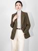 Women's Winter Herringbone Wool Blend Suit Jacket - High-Quality Thickened Old Money Style