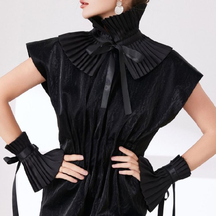 Fashion Spread Lapel Detachable Layered Gothic Collar European Design For Dresses Blouses Effortless Tie