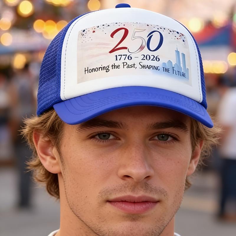 

1pc United States of America 250th Anniversary 1776-2026 Foam Trucker Hats Unisex Breathable Mesh Snapback Cap Sturdy Sun Hat Adjustable
