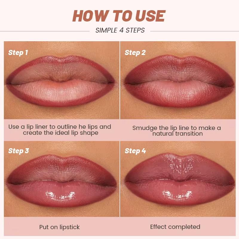 2 ks Sady kombinací tužky na rty, lesku na rty a rtěnky, efekt vodního světla s vysokým leskem, lesklá želé pevná rtěnka a matná konturovací tužka na rty pro konturovací make-up