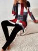 Crew neck long-sleeved set slim-fitting sports retro pattern printed slim-fitting yoga trousers set