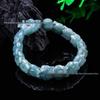 Prachtig Gesneden Jade Draak Armband: Natuurlijke Hetian Groene & Zwarte Schapenvet Jade met Inkt Jade Accenten