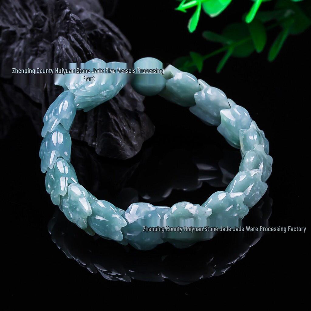 Prachtig Gesneden Jade Draak Armband: Natuurlijke Hetian Groene & Zwarte Schapenvet Jade met Inkt Jade Accenten