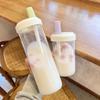 500/850Ml Water Bottles Juice Milk Plastic Cup With Lid Straw Bubble Tea Coffee Cups Transparent Large Capacity Drinkware