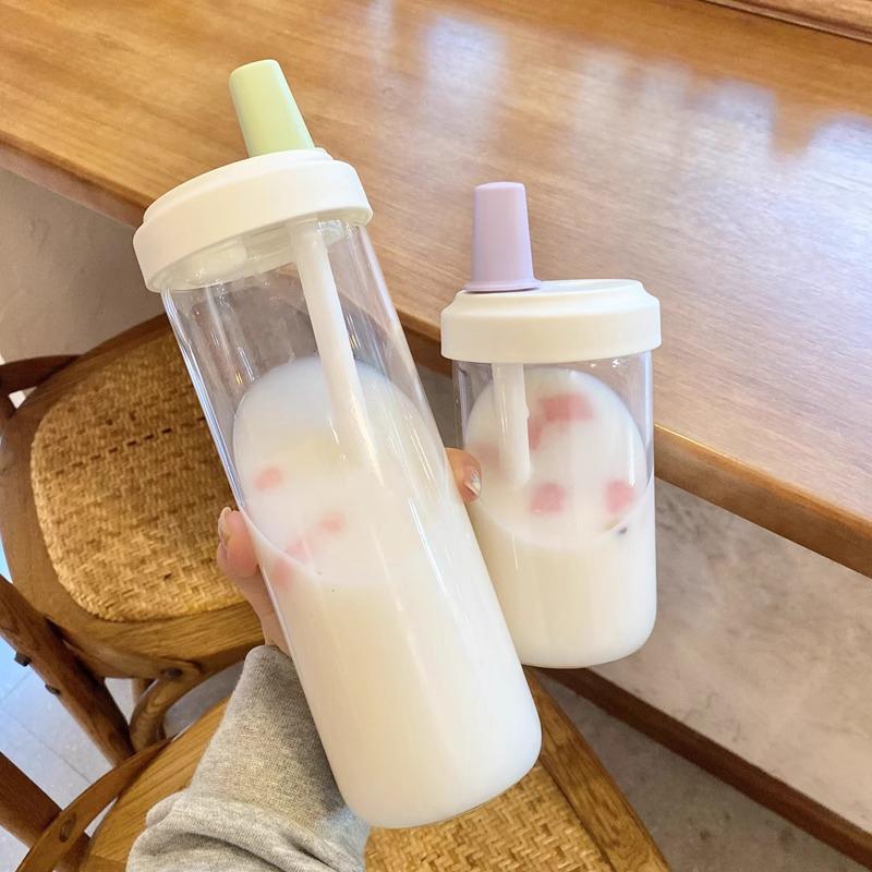 500/850Ml Water Bottles Juice Milk Plastic Cup With Lid Straw Bubble Tea Coffee Cups Transparent Large Capacity Drinkware