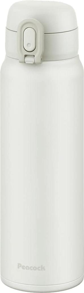 Peacock AKT-60 W Water Bottle, 600ml, Insulated, One-Touch Thermos, White