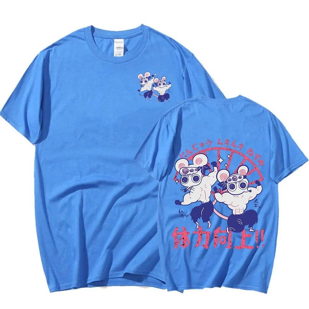 Summer Unisex Women Tshirts Anime Demon Slayer Uzui Tengen Mice Muki Print T-shirt Casual Short Sleeve T Shirts Punk Gothic Tops